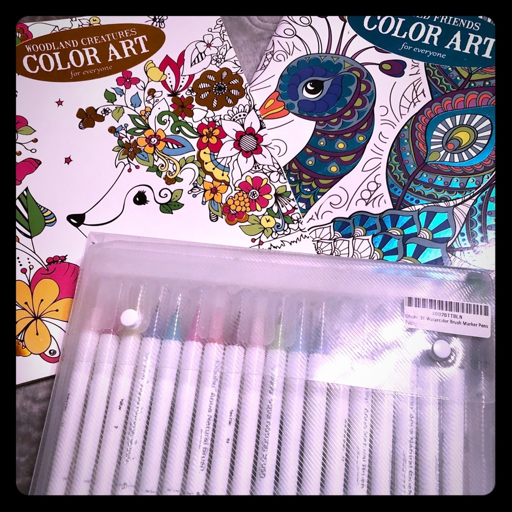 Ohunu Watercolor Brush Markers &Coloring Books - Picture 1 of 3